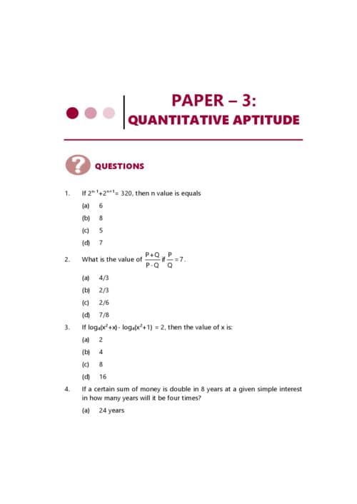 First page of Quantitative aptitude RTPs of SEP 2026