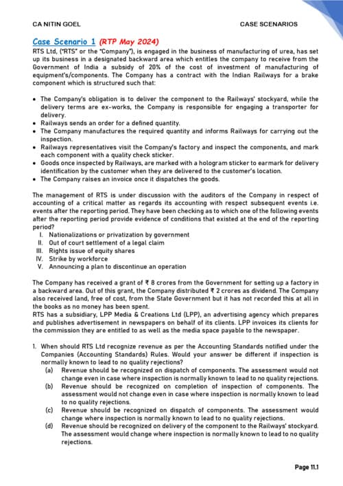 First page of CA inter nitin goel sir accounts case scenario pdf