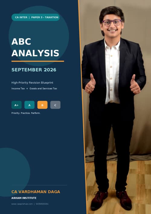 First page of Taxation ABC Analysis By Vardhman Sir ✅ #sep2026exams If Anybody wants PW, Vishwas CA and Parag Sir classes DM me ✅