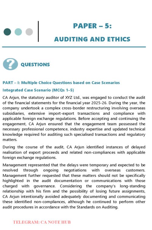 First page of CA INTERMEDIATE AUDITING AND ETHICS [AUDIT] REVISION TEST PAPERS [RTPs] FOR SEPTEMBER, 2026
