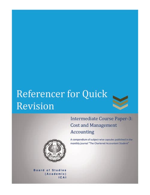 First page of Costing ca Intermediate examination...for one day quick revision capsule