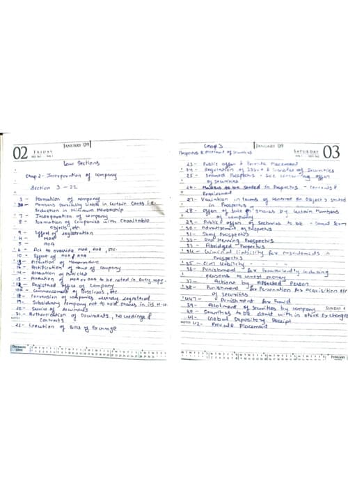 First page of Law All Sections List