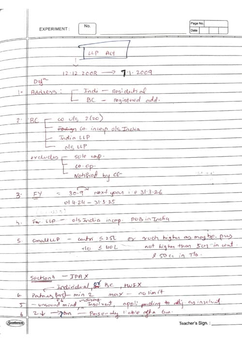 First page of Handwritten notes with Shubham Singhal sir