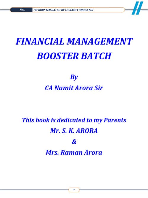 First page of CA INTERMEDIATE FINANCIAL MANAGEMENT [FM] BOOSTER BATCH NOTES [IMPORTANT QUESTIONS + CONCEPTS] BY CA NAMIT ARORA FOR SEPTEMBER, 2026 AND ONWARDS