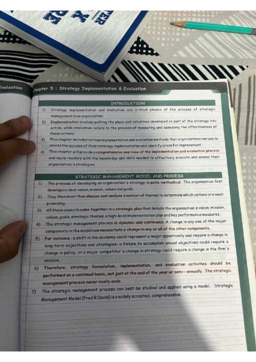 First page of #Exclusive #CA Rishabh Jain Sir's #Sep 26 & Jan 27Exams #PART ONE SM Chapter 5:- Strategy Implementation & Evaluation (Maestro or Regular Book)