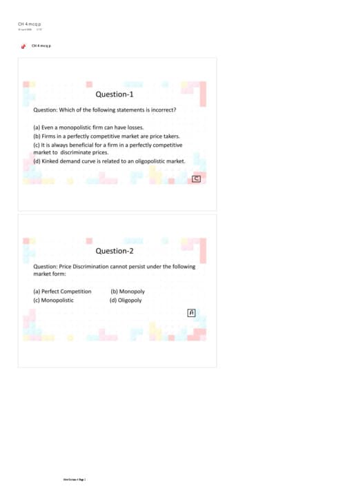 First page of Price Determination In Different Markets Solved Questions
