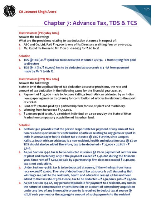 First page of TDS, TCS and Advance tax question MTP, RTP, PYQ'S