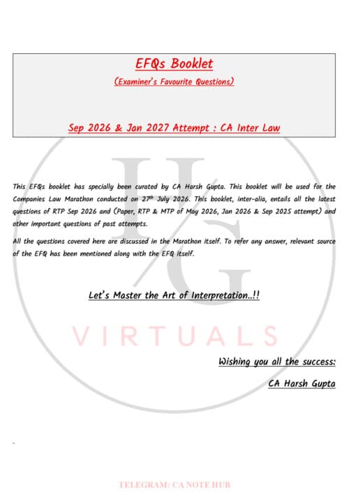 First page of CA INTERMEDIATE CORPORATE AND OTHER LAWS [LAW] EXAMINER's FAVOURITE QUESTIONS (EFQ) BY CA HARSH GUPTA FOR SEPTEMBER, 2026 AND JANUARY, 2027