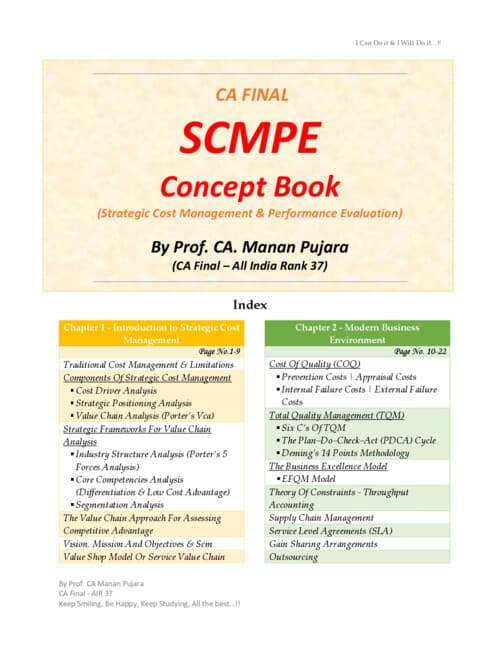 First page of CA FINAL SCMPE Concept Book (Set - B) by CA Manan Pujara