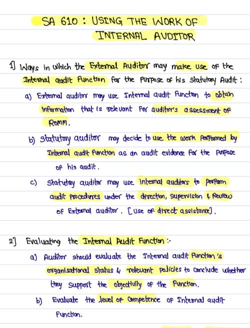First page of #Auditing & Ethics #SA 610 (Using The Work Of Internal Auditor)