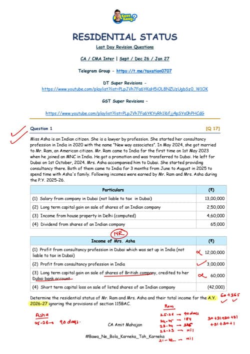 First page of INCOME TAX LDR QUESTION