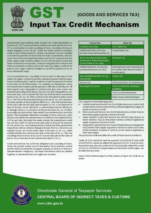 First page of Input tax credit mechanism (ITC)