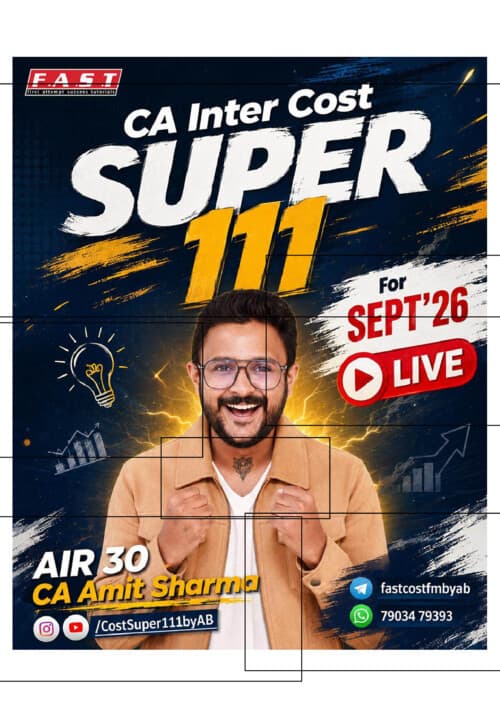 First page of CA INTERMEDIATE COST AND MANAGEMENT ACCOUNTING [COSTING] SUPER 111 SOLVED QUESTIONS BY CA AMIT SHARMA FOR SEPTEMBER, 2026