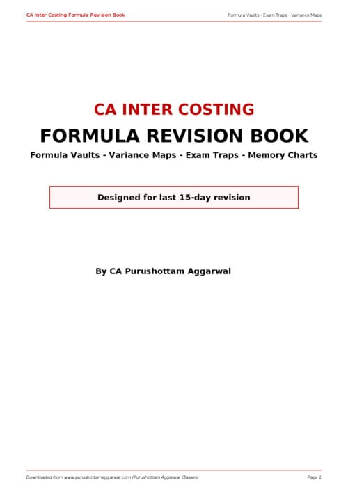 First page of Formula sheet