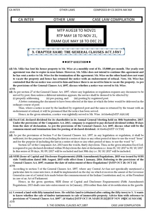 First page of May 18 to December 21 RTP,MTP and past exam questions which are not available on the ICAI sight