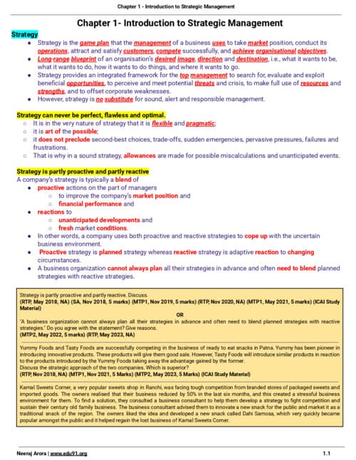 First page of Detailed notes