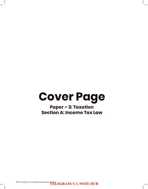 First page of CA INTERMEIDATE DIRECT TAX [INCOME TAX] SARANSH | SUMMARY CHART NOTES FOR LAST MOMENT QUICK REVISION BY THE ICAI FOR SEPTEMBER, 2026 AND JANAURY, 2027