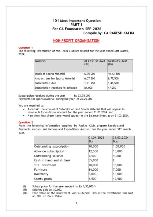 First page of NPO IMPORTANT QUESTIONS FOR SEP26'