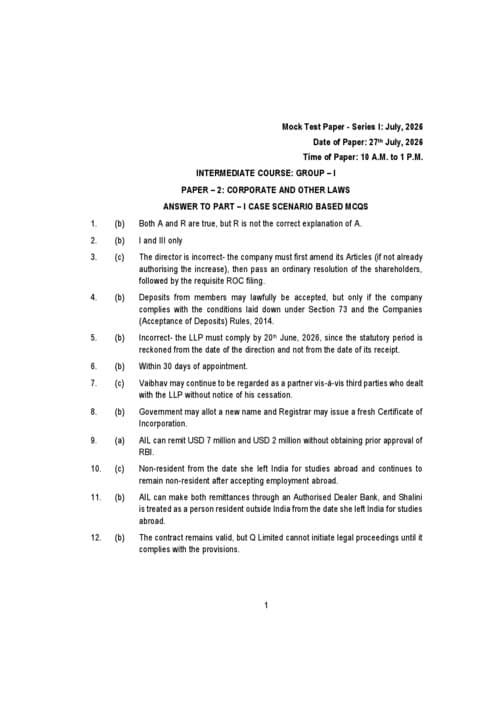 First page of CA inter september 2026 MTP series l solutions
