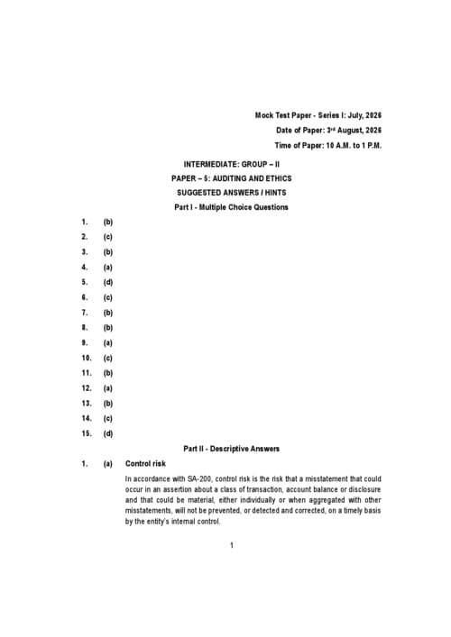 First page of CA inter september 2026 MTP series l solutions