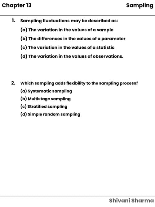 First page of Sampling MCQ'S for practice ✨