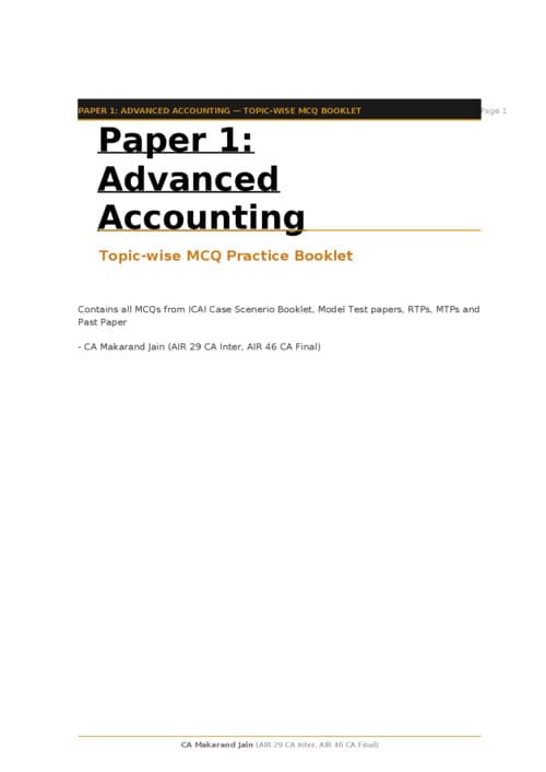 First page of Mcq all chapter of advanced accounting