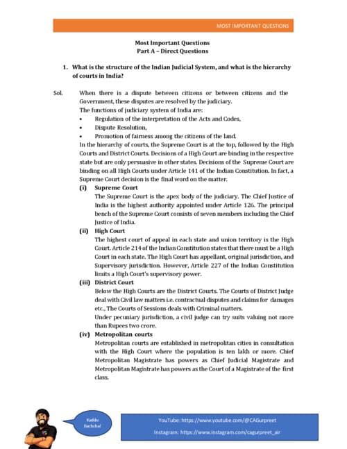First page of law important questions