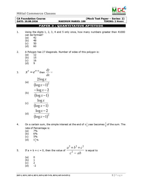 First page of QA practice paper
