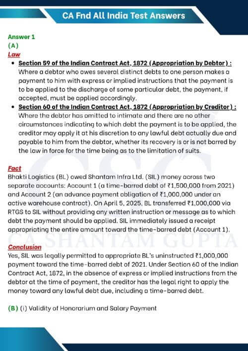 First page of law answer key