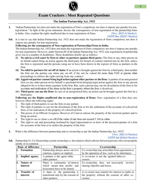 First page of Most repeated questions for Law
