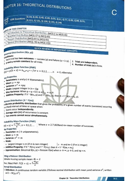 First page of Theoretical Distribution MCQ Questions.