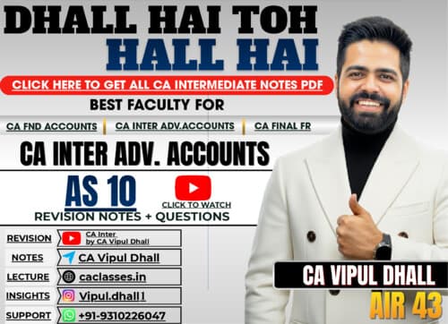 First page of CA Inter Advanced Accounts Sept 26 - AS 10 Handwritten Notes by CA Vipul Dhall