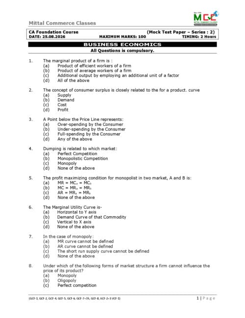 First page of economics practice paper