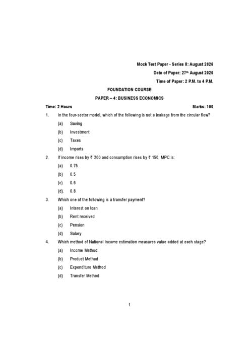 First page of Ca foundation september 26 mtp 2 of business economics