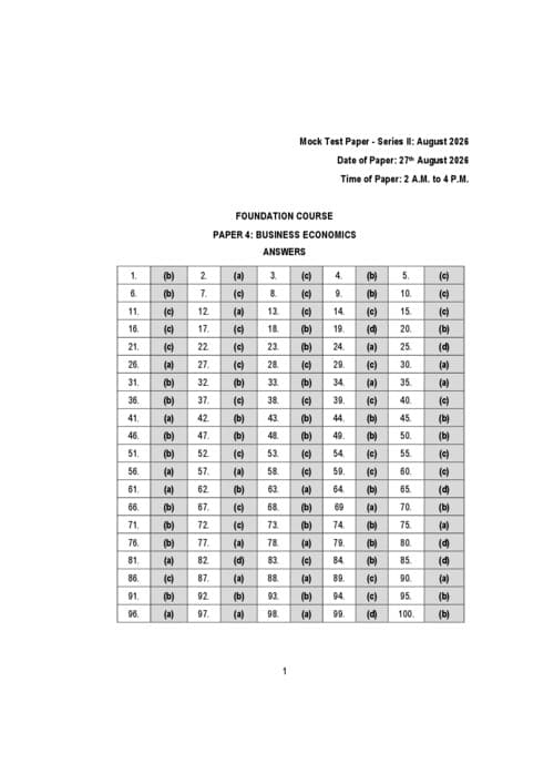 First page of Ca foundation september 26 mtp answer key business economics