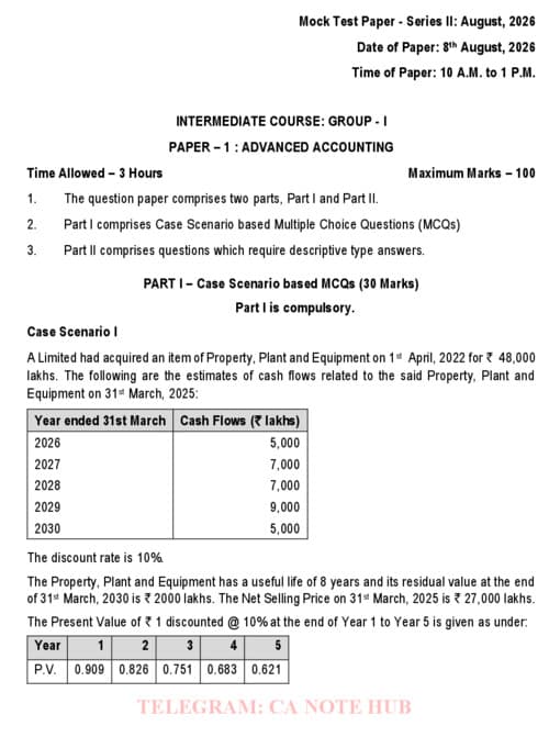 First page of ACCOUNT MOCK TEST PAPER [MTP] SERIES - II INCLUDING SUGGESTED ANSWER FOR SEPTEMBER, 2026