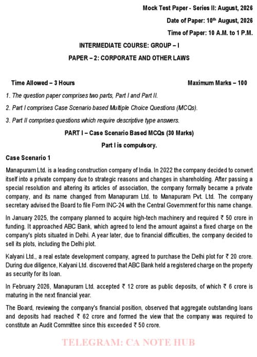 First page of LAW MOCK TEST PAPER [MTP] SERIES - II INCLUDING SUGGESTED ANSWER FOR SEPTEMBER, 2026