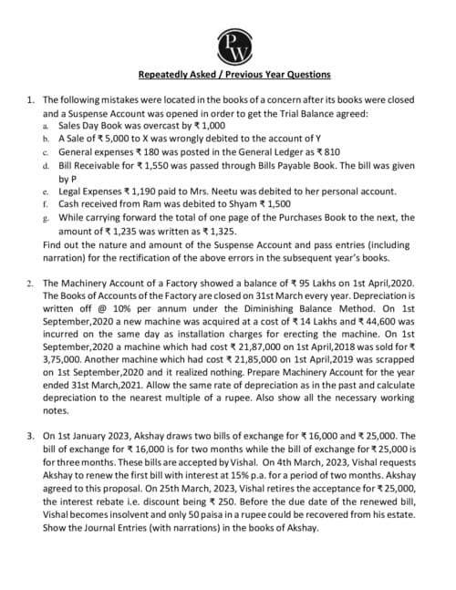 First page of Account PYQ most repeat questions