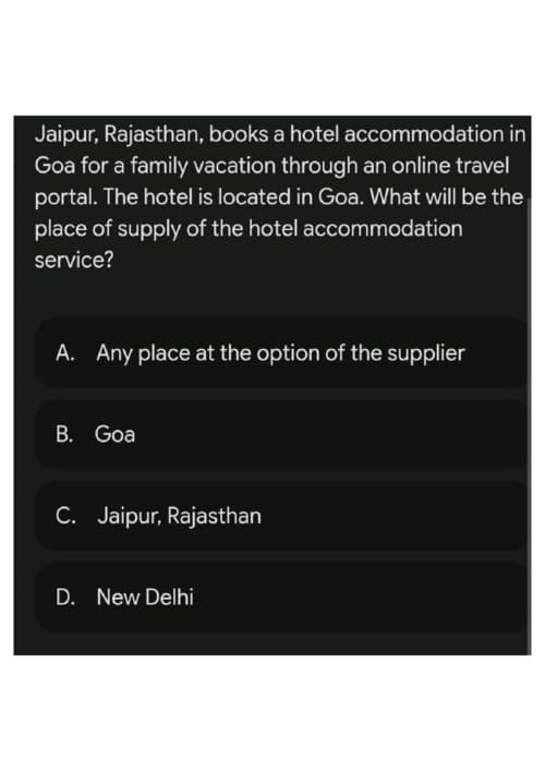 First page of Place of supply full chapter mcq CA intermediter 2026- 2027