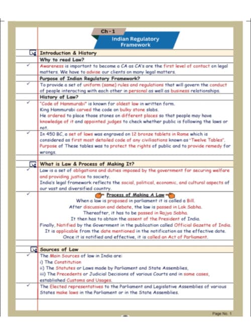 First page of Short revision notes for sep 2026 and jan 2027