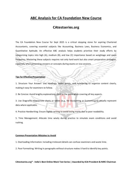 First page of ABC analysis of all subject