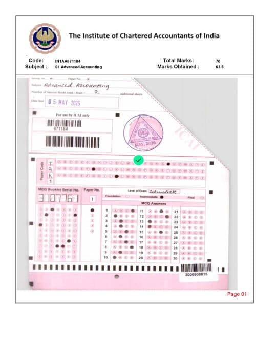 First page of May 26 Air 1 Accounts ICAI Certified Copy If Anybody wants PW, Vishwas CA and Parag Sir classes DM me ✅