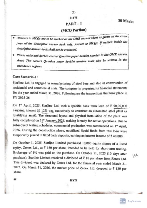 First page of Advanced Accounting sep26 question paper