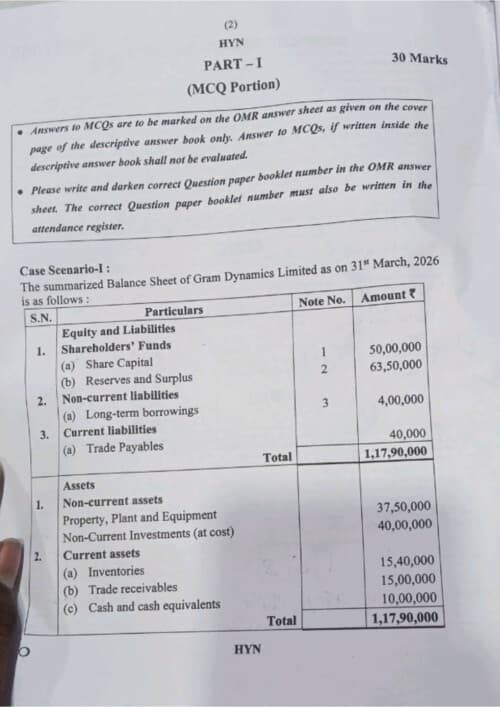 First page of #September 2026 #CA Inter Advance Accounting Question paper with Mcq's booklet