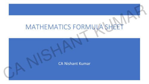 First page of Formula sheet - quantitative aptitude