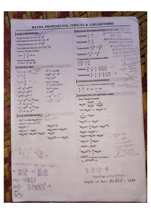 First page of COMPLETE FORMULAS OF Q/A & NOTES OF THEORY & ALL CALCULATOR TRICKS FOR SEPTEMBER 26