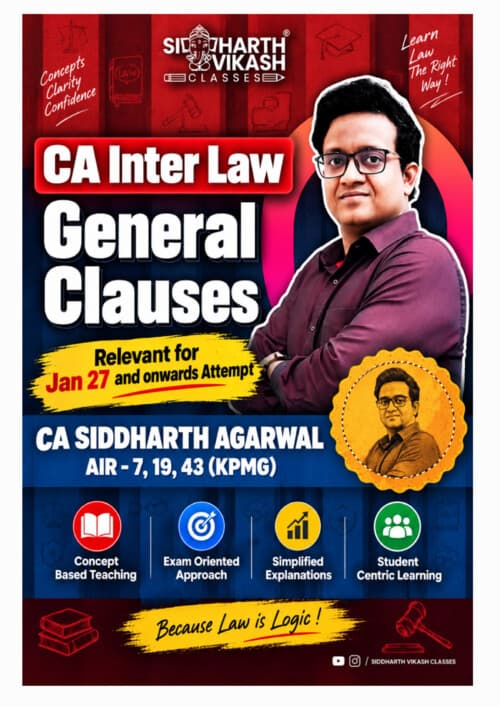 First page of General clauses ca inter law by Ca siddharth AGARWAL SIR