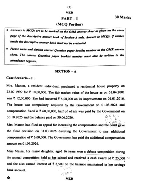 First page of Taxation Sep 2026 Question paper If Anybody wants PW, Vishwas CA and Parag Sir classes DM me ✅