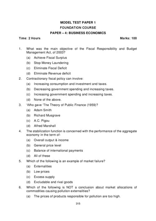 First page of ECONOMICS All past MTP