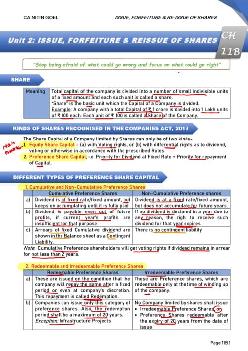 First page of Ca Nitin goal sir notes